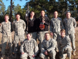 The 2011 Ranger Challenge team. Top row, from left: Cadets Josh Malmgren, Nathan Beck, Cooper Boice, Bruce Richards, John Bomsta and Jonathan Argyle. Bottom row, from left: Cadets Anna Savage, Preston Taylor and Shauna Butt.